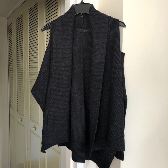 All Saints Charcoal Grey Open Shoulder Cardigan - Picture 3 of 8